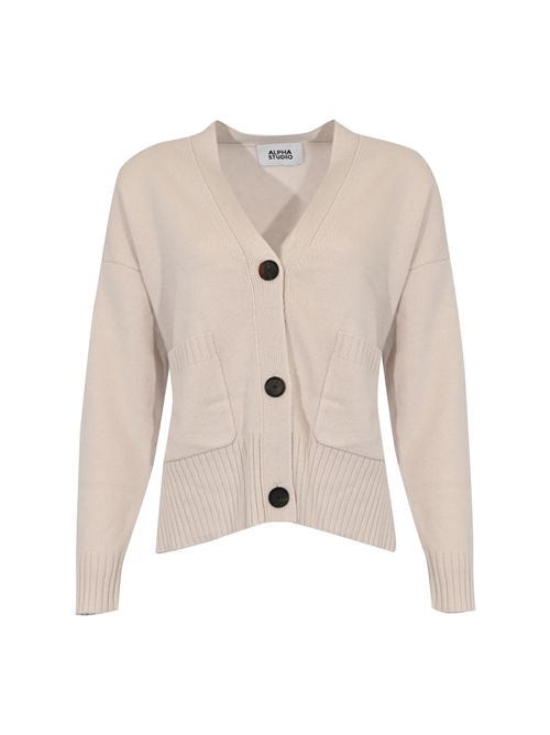 Cardigan Contemporary in misto lana e cashmere Stucco Alpha studio | AD-4263E2017